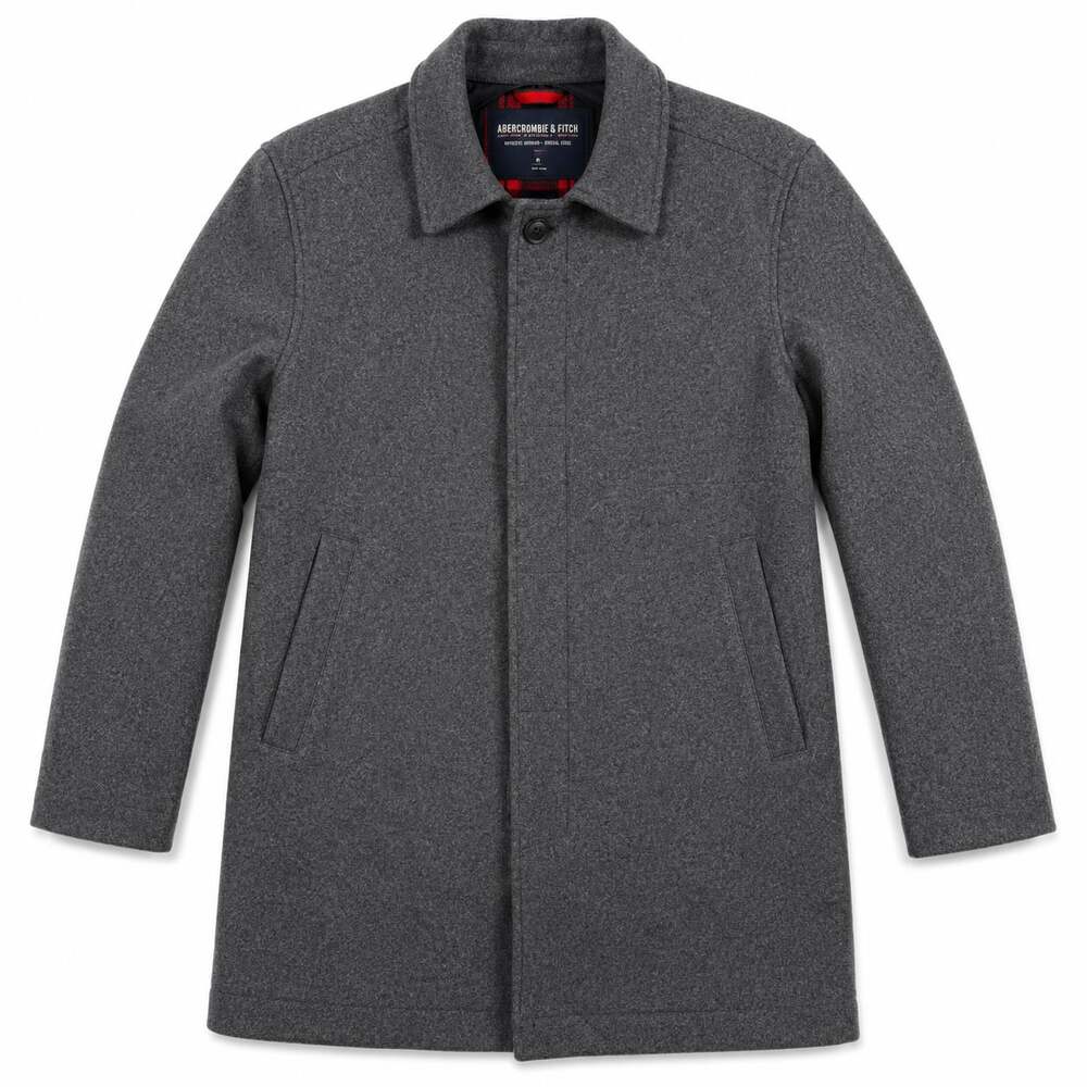 Abercrombie & Fitch Men's Charcoal Wool-Blend Car Coat